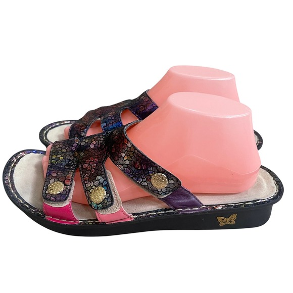 Alegria by PG Lite Multi Snake Print Leather Comfort Sandals Venus USA 10.5-11 - Picture 1 of 8